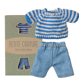 Maileg Maileg Kleidungsset Großer Bruder Maus / Petite Couture / Hose und gestreifter Pullover