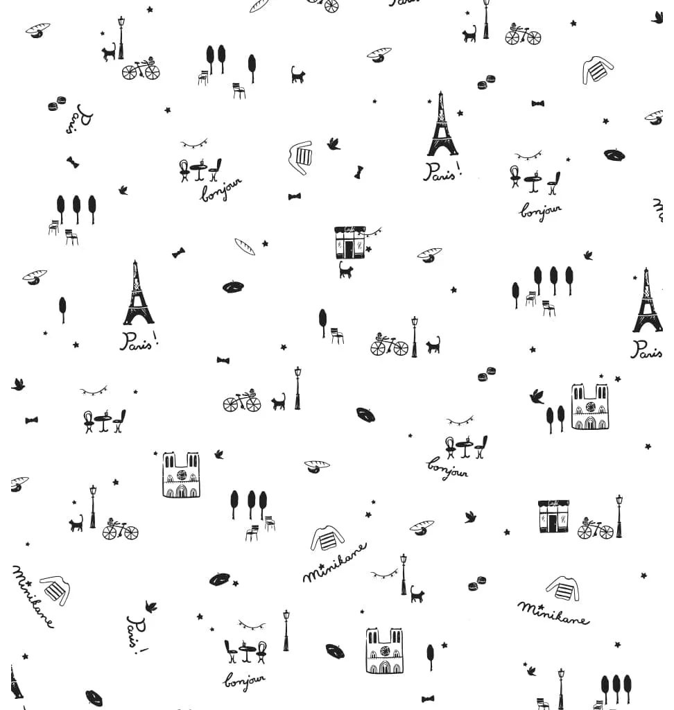 Minikane  Minikane Amigas / IVA-Kleid mit Paris-Aufdruck + schwarzes Stirnband