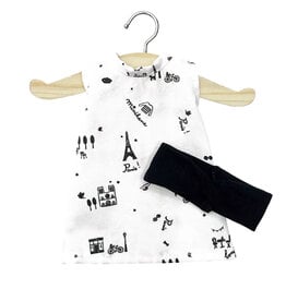 Minikane  Minikane Amigas / jurk IVA met Parijs print + zwarte haarband