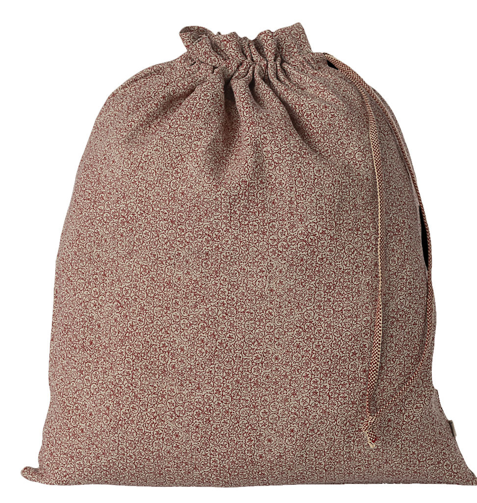 Maileg Maileg tas / twee keer gymtas / opberzak  plumeria sand/red & rozenprint