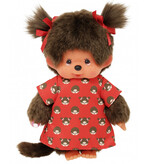 Monchhichi meisje rood jurkje en strikjes