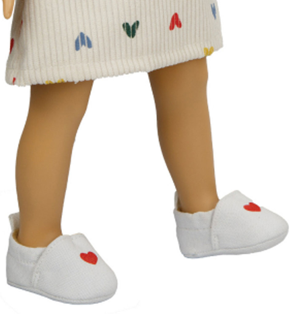 Heless Hausschuhe ohne Absatz mit Herzmotiv / geeignet für Amigas-Puppen