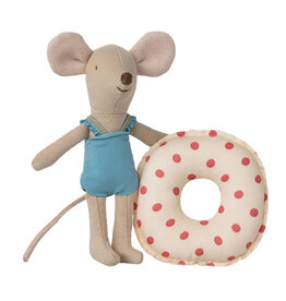 Maileg Maileg Little Sister Beach Maus mit Schwimmring mit Punkten
