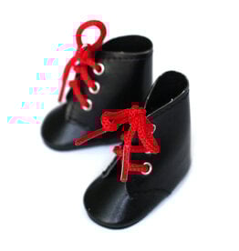 Paola Reina poppen Paola Reina schwarze Schuhe mit roten Schnürsenkeln für Amigas-Puppen