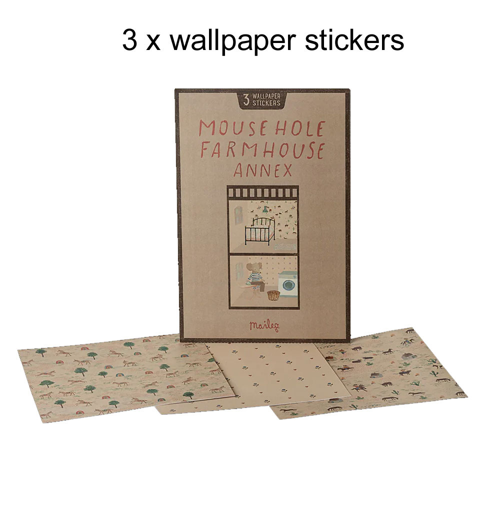 Maileg Maileg Mauseloch Bauernhaus Erweiterung / 3 x Tapetenaufkleber