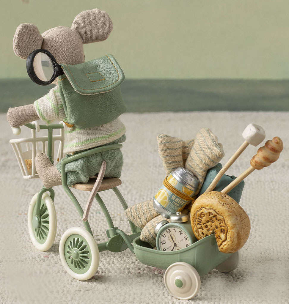 Maileg Maileg driewieler fiets met abri  voor de muisjes / kleur groen