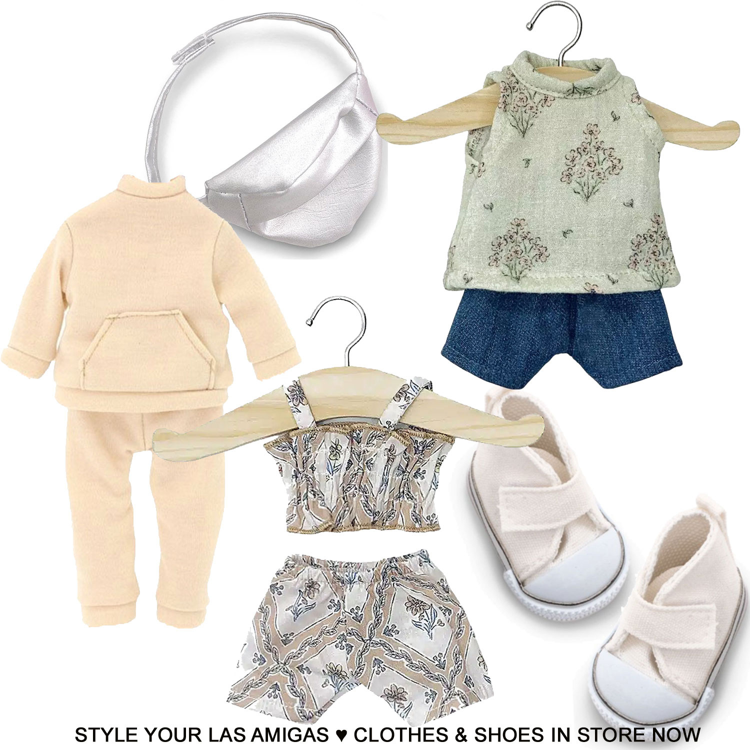 Silver hip bag for (AMIGAS) dolls