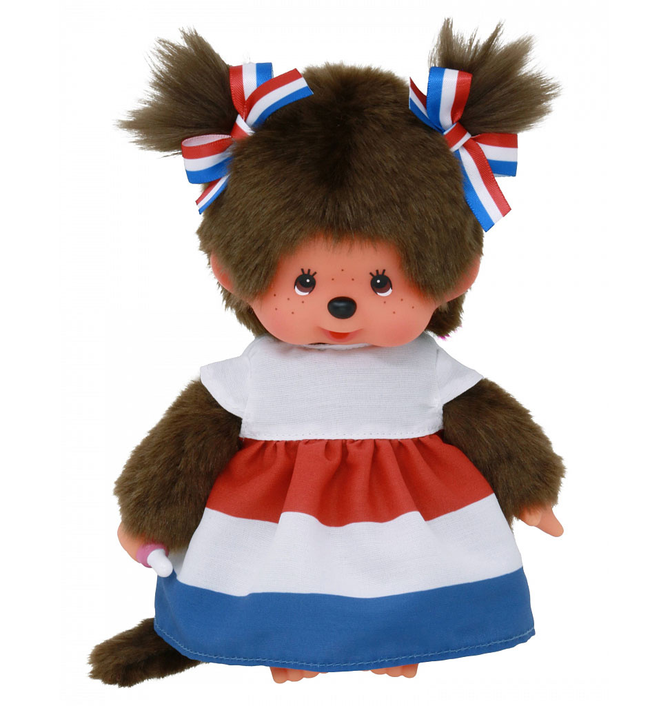 Monchhichi Monchhichi meisje Nederlandse jurk en strikjes