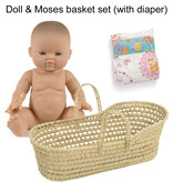 Paola Reina poppen Paola Reina Gordi set / pop + luier + mozesmand