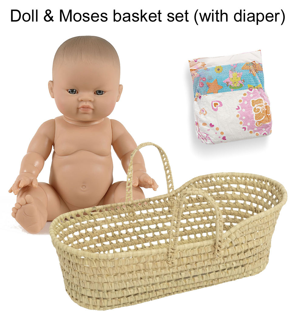 Paola Reina poppen Paola Reina Gordi set / pop + luier + mozesmand