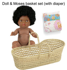 Paola Reina poppen Paola Reina Gordi set / pop + luier + mozesmand