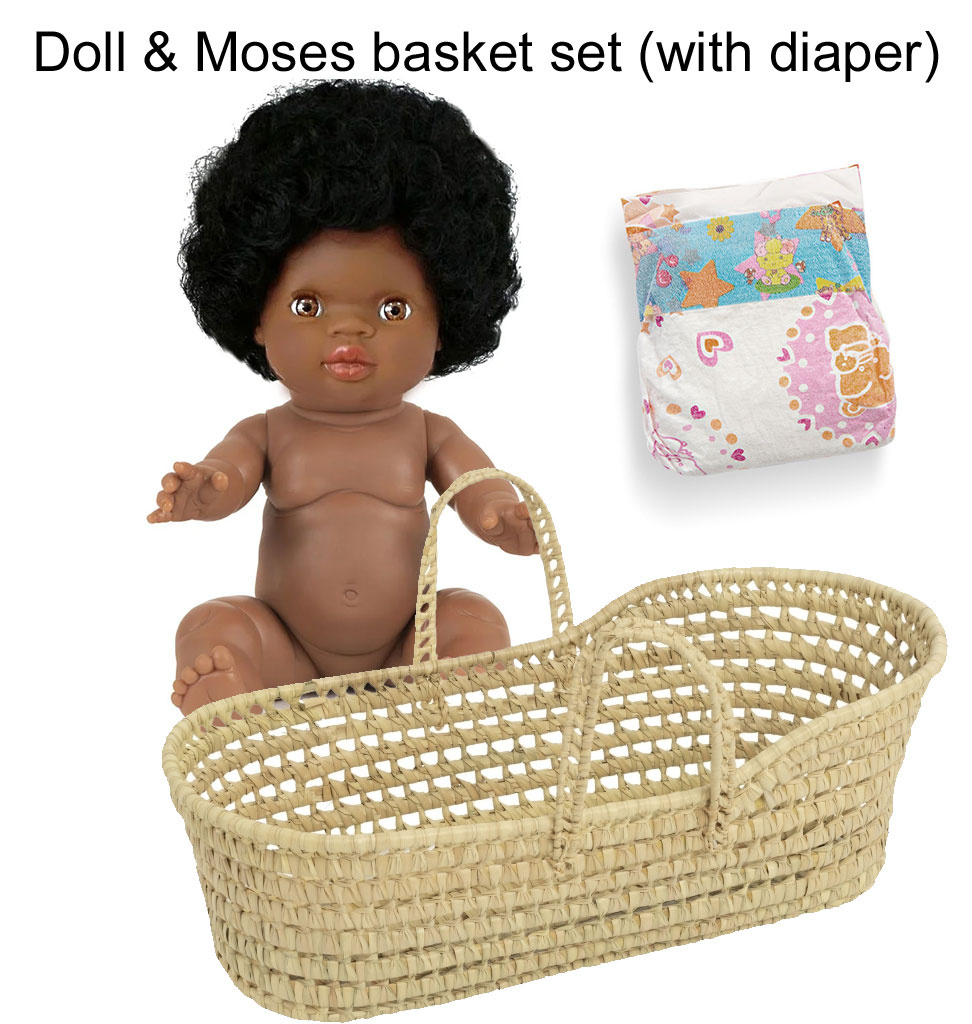 Paola Reina poppen Paola Reina Gordi set / doll + diaper + Moses basket
