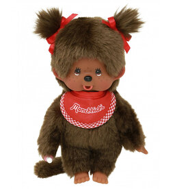 Monchhichi Monchhichi meisje bruin met slabbetje en strikjes / 20 cm
