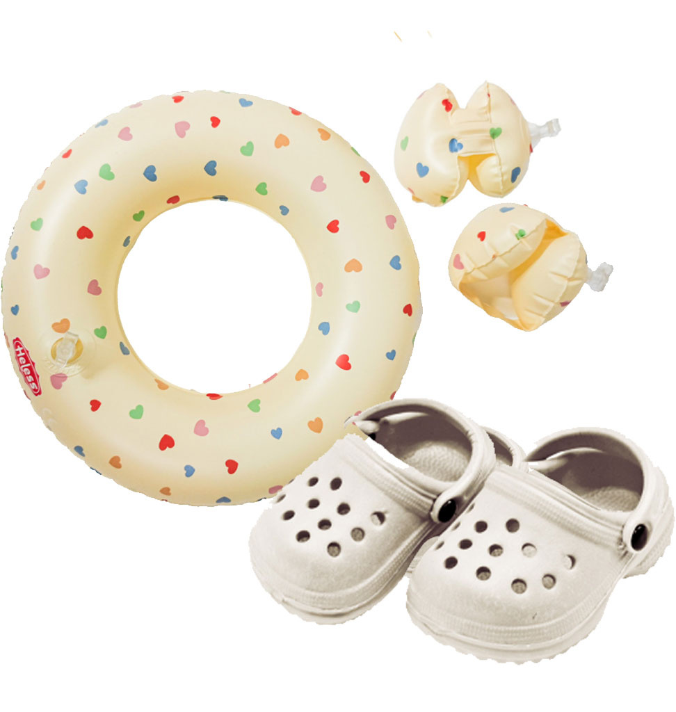 Heless Heless zwemset voor poppen / clogs, zwemband en vleugeltjes poppen 35-45 cm)