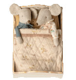 Maileg Maileg wooden bed with bedding for the mice / off white