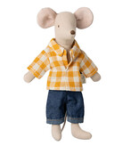 Maileg Maileg kledingset voor vader muis geruite blouse en jeans