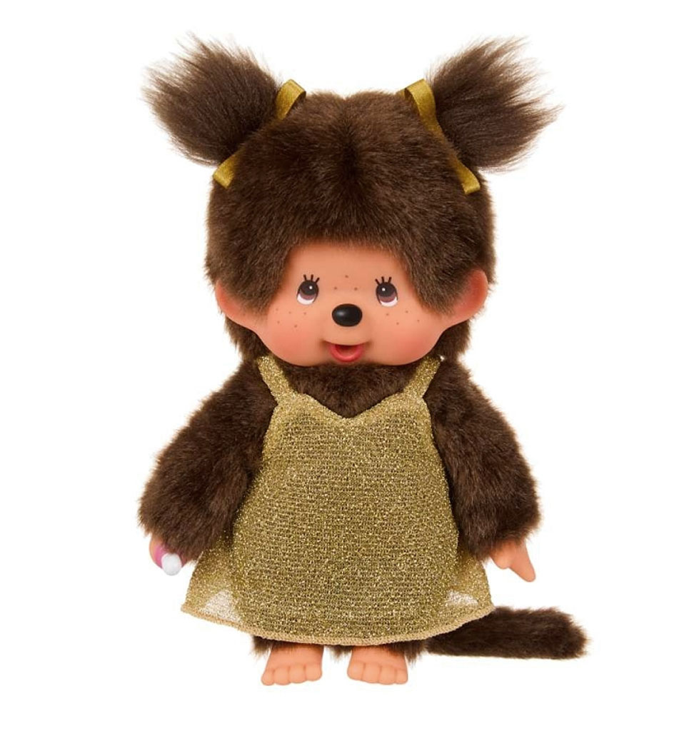 Monchhichi Monchhichi meisje gouden glitterjurk