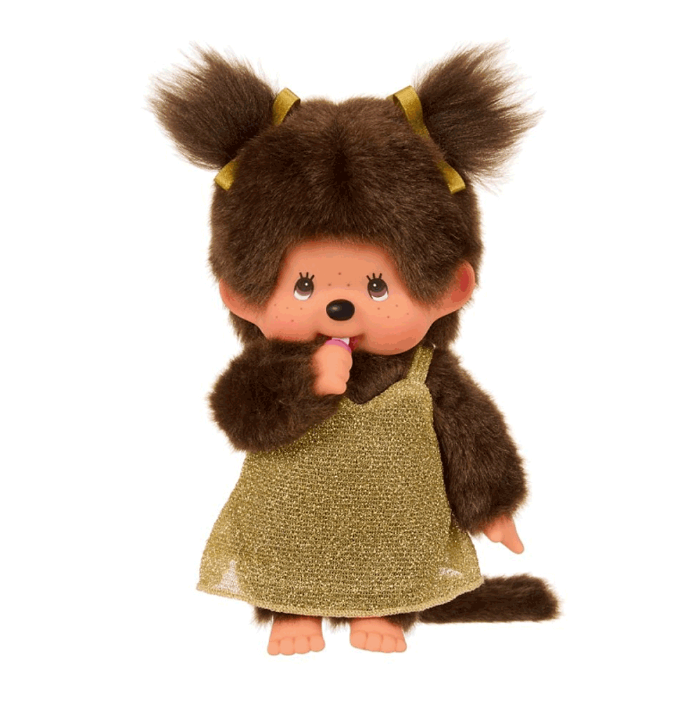 Monchhichi Monchhichi girl gold glitter dress