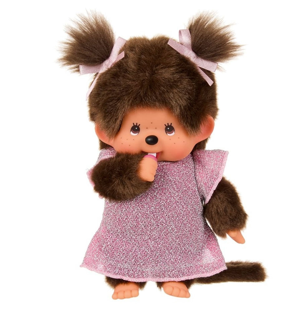 Monchhichi Monchhichi meisje roze glitterjurk