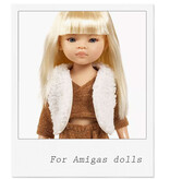 Minikane  Minikane Amigas poppen mouwloos vestje van imitatiebont / ecru