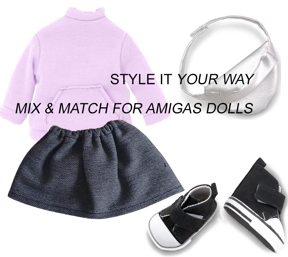 Silver hip bag for (AMIGAS) dolls
