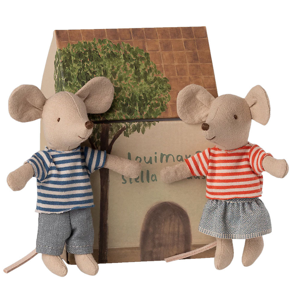 Maileg Maileg Louimax und Stella mit kleinem Haus / Kleine Schwester und kleiner Bruder