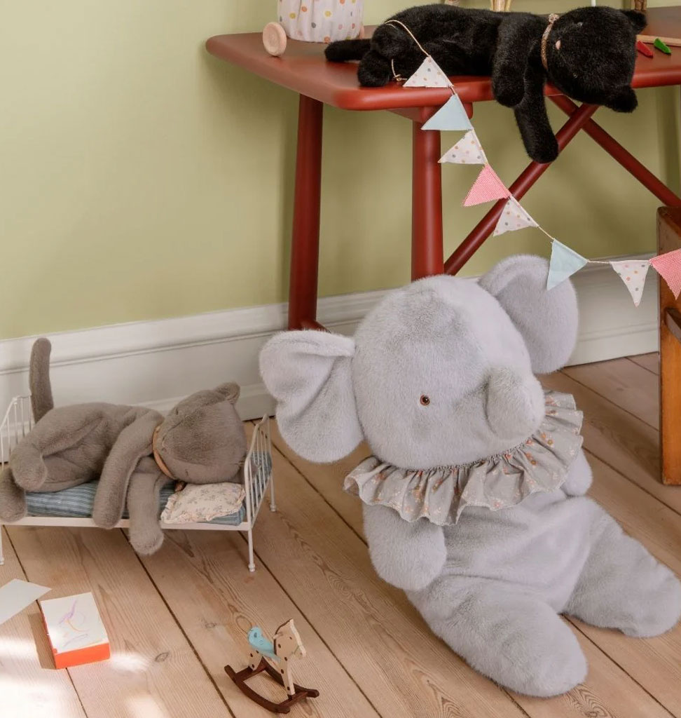 Maileg Maileg gray cuddly elephant / blue/grey