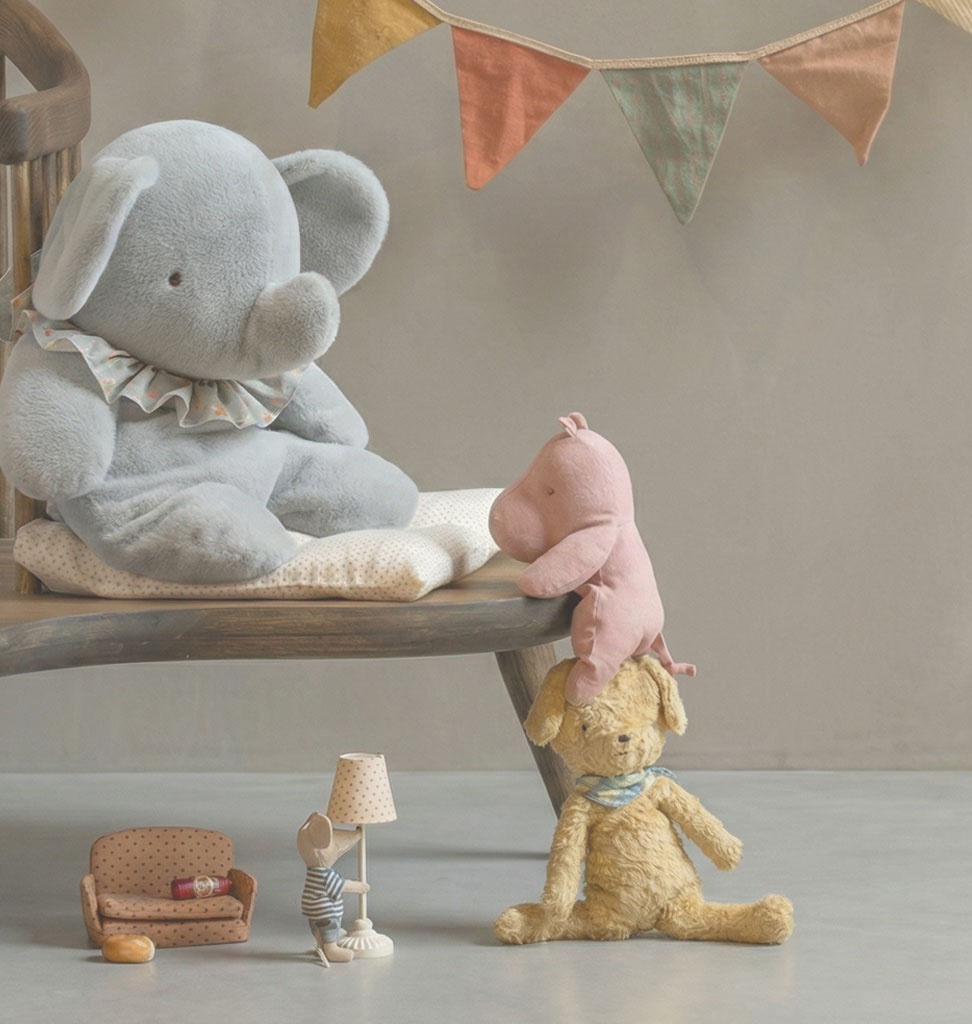 Maileg Maileg gray cuddly elephant / blue/grey