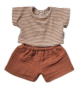 Hollie Hollie kledingset gestreept shirt en caramel short voor Gordi poppen