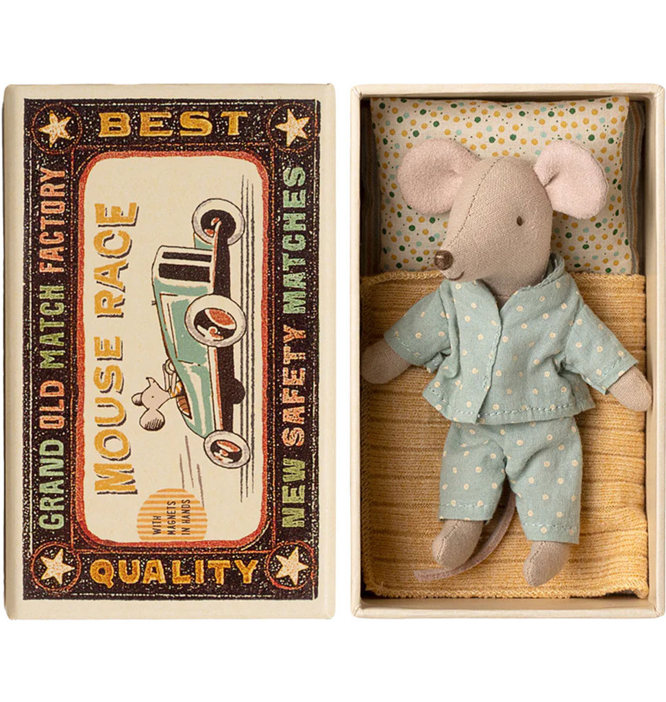 Maileg Maileg Little Brother mouse in matchbox with bedding