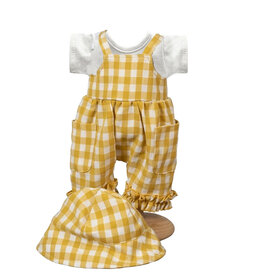 Mamamemo doll clothes & accessories Mamamemo karierte Latzhose mit weißem T-Shirt und Hut