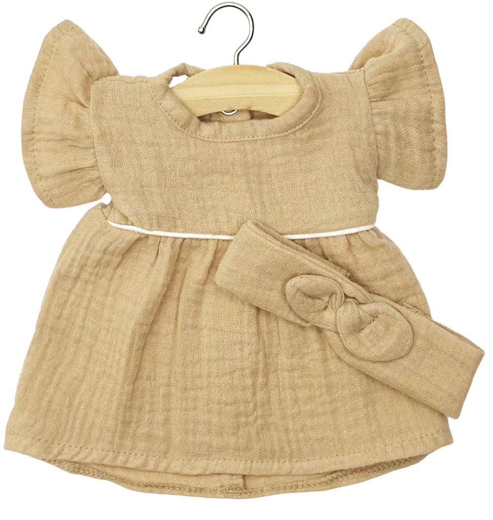 Minikane  Minikane Gordi poppenjurk Daisy met hoofdband / latte