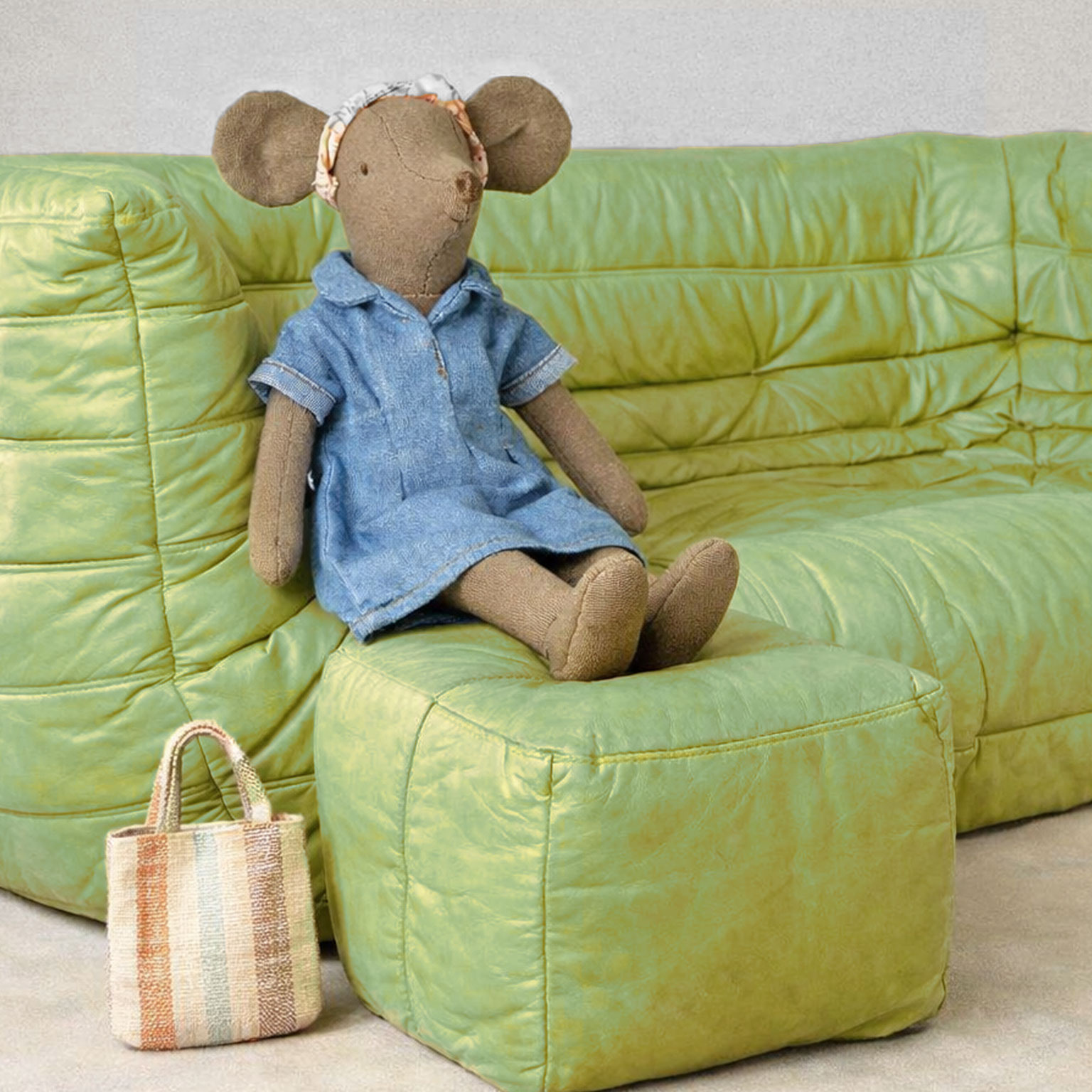 Maileg Maileg kledingset moeder  muis / denim jurk + tas + haarband