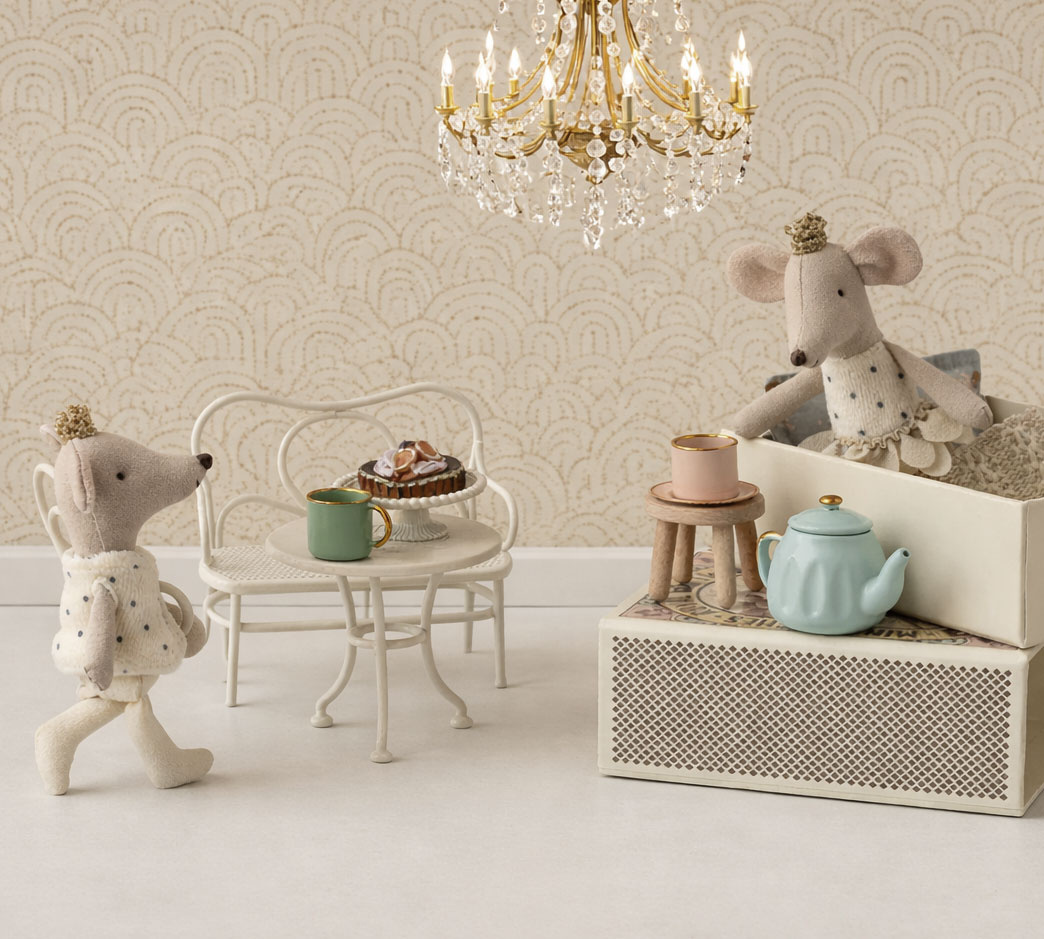 Maileg Maileg café set for the mice / off white / table, bench and chair