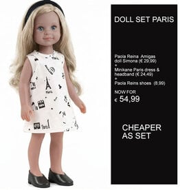 Paola Reina poppen Paola Reina Amigas doll Simona with Minikane Paris set with shoes