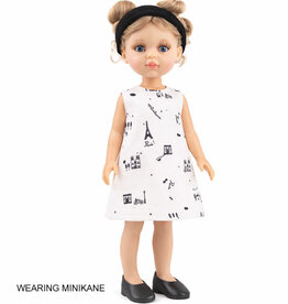 Minikane  Minikane Amigas / IVA Kleid mit Paris-Print + schwarzes Haarband