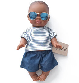 Hollie Hollie kledingset gestreept shirt en denim short voor Gordi poppen