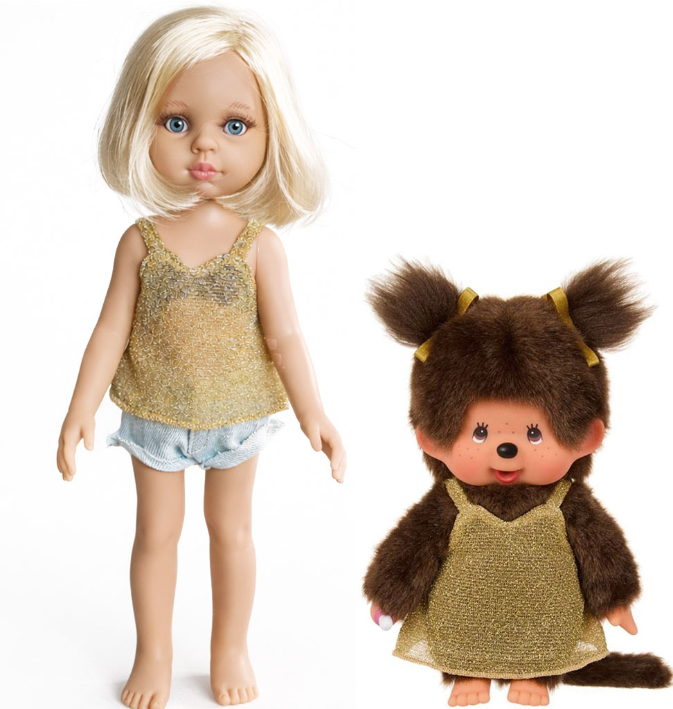 Monchhichi Monchhichi meisje gouden glitterjurk