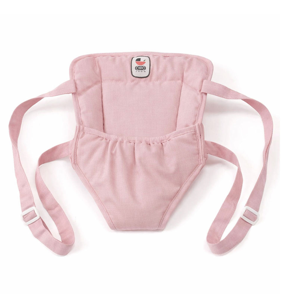 Pink baby carrier for Gordi and Miniland dolls, among others.
