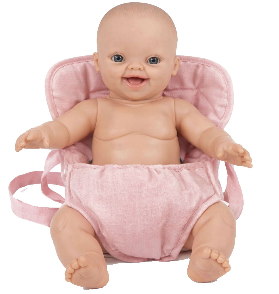 Rosa Babytrage für Gordi- und Miniland-Puppen und andere.