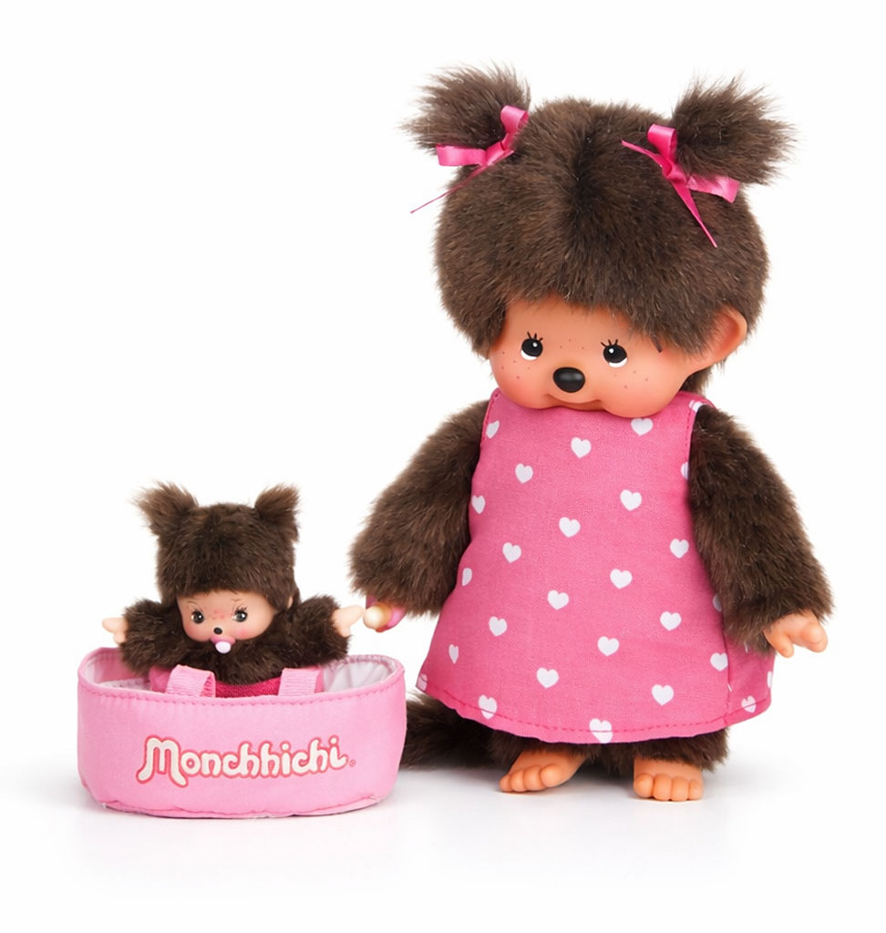 Monchhichi Monchhichi mama met baby in reiswiegje