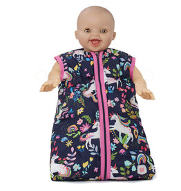 Schlafsack/Fußsack für Puppen mit Einhornmuster