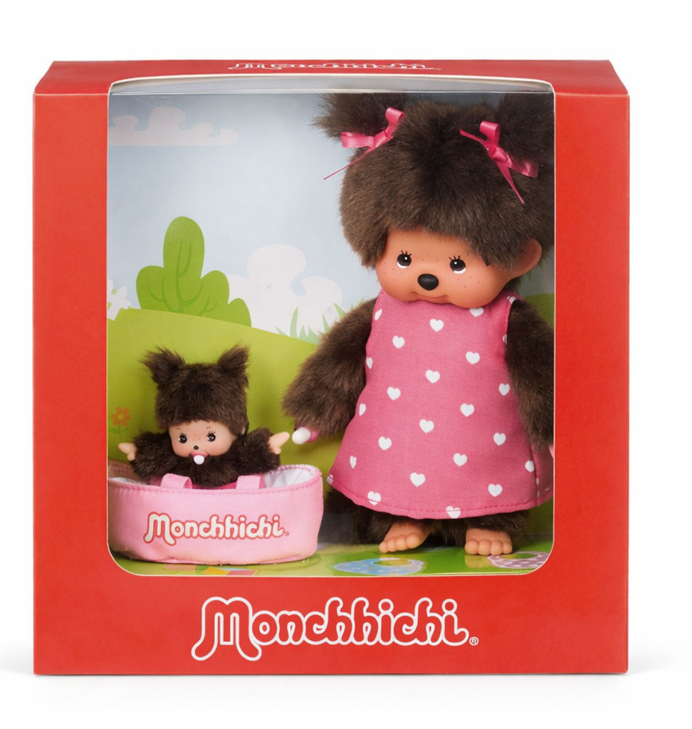 Monchhichi Monchhichi mama met baby in reiswiegje