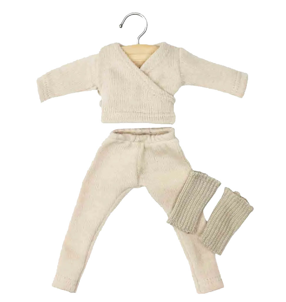 Minikane  Minikane Amigas Puppenkleidungsset Ensemble Roxane en maille tricot beige mit Paar Guêtres