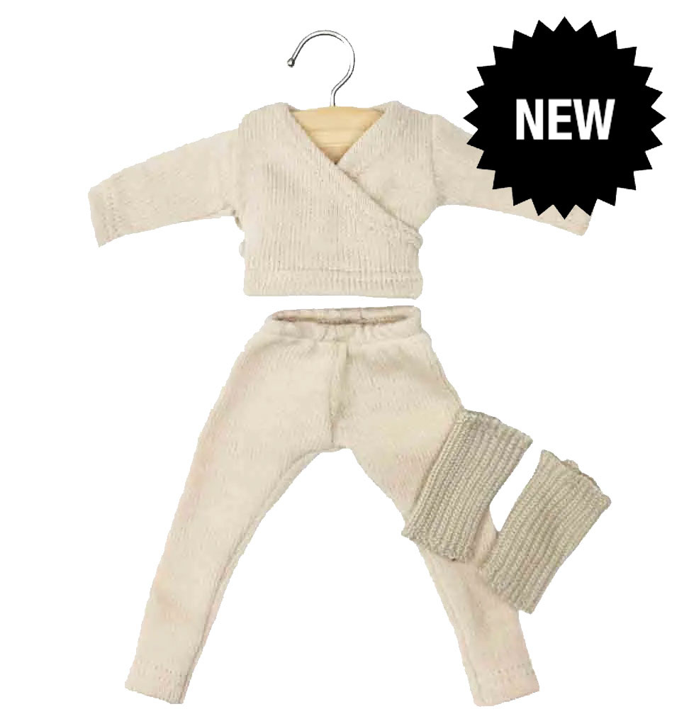 Minikane  Minikane Amigas poppen kledingset Ensemble Roxane en maille tricot beige avec paire de guêtres