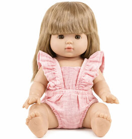 Minikane  Minikane Barboteuse retro Lou and gaze de coton fraise / Gordi dolls