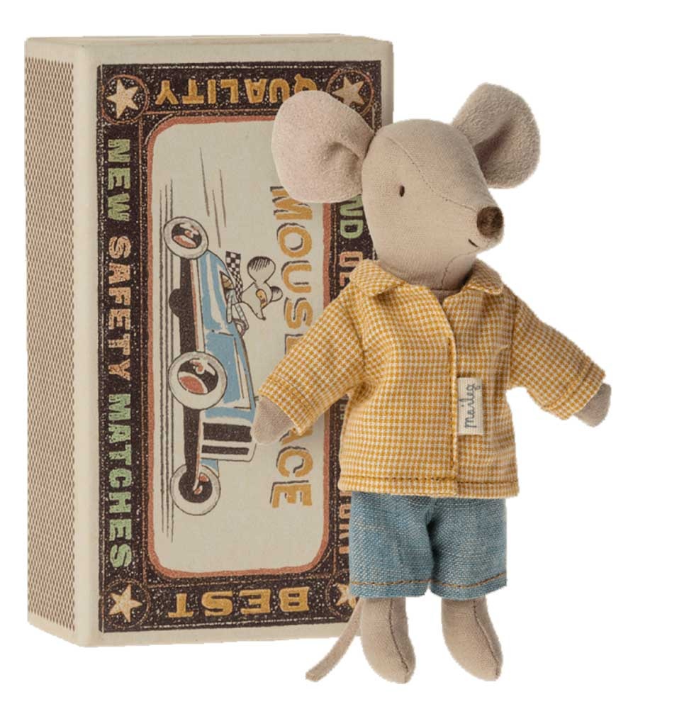Maileg Maileg Big Brother mouse in pajamas in a matchbox
