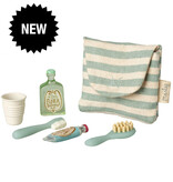 Maileg Maileg toothbrush set for the mice with filled toiletry bag / blue striped