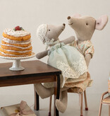 Maileg Maileg Sleepy wakey baby mouse in christening gown / mint