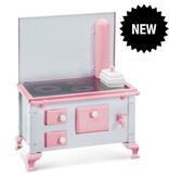 Miniatuur fornuis met oven voor het muizenhuis / poppenhuis / roze/wit